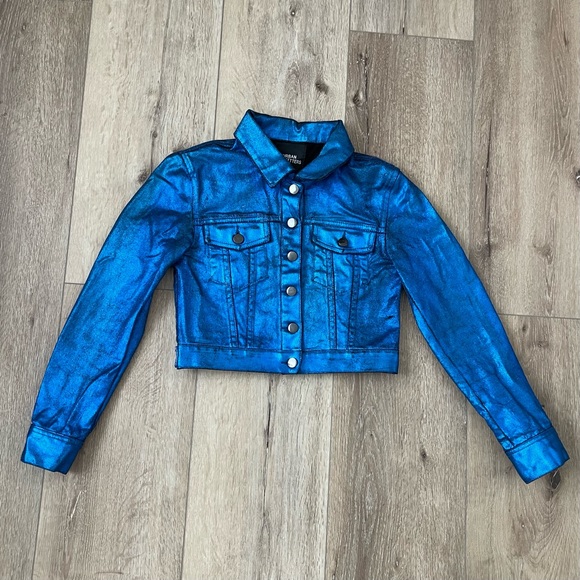 Urban Outfitters Jackets & Blazers - URBAN OUTFITTERS Metallic Blue Cropped Jacket Women’s XS